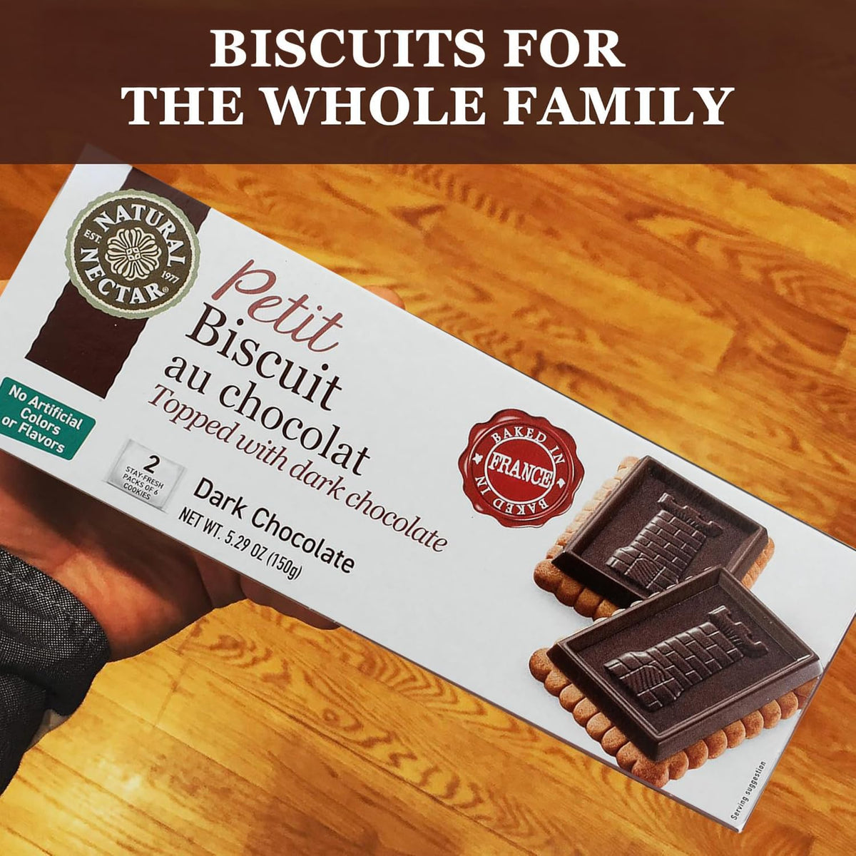 Natural Nectar Dark Chocolate Biscuits, Case of 12, 5.29 Ounce Packages