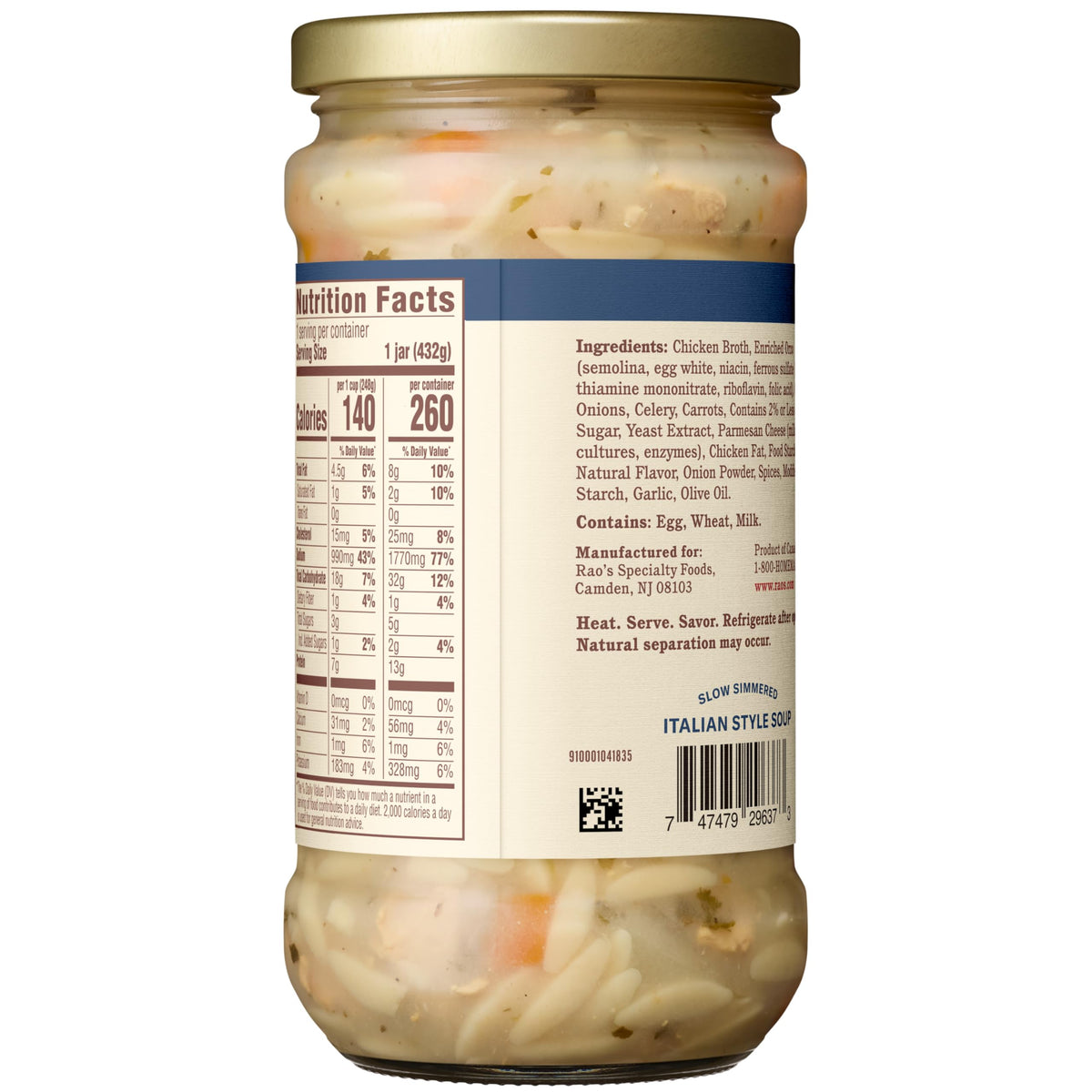 Rao's Chicken And Orzo Soup, Case of 6, 15.25 Oz