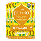 Pukka Organic Lemon Ginger Manuka Honey Tea, Case of 4, 20 Count
