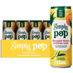 Simply Pop Pineapple Mango Prebiotic Soda, Case of 12, 12 fl oz Cans