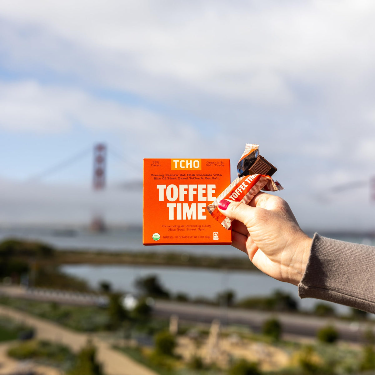 TCHO Chocolate Organic Toffee Time Chocolate Bar, Case of 10, 2.1 Oz Bars