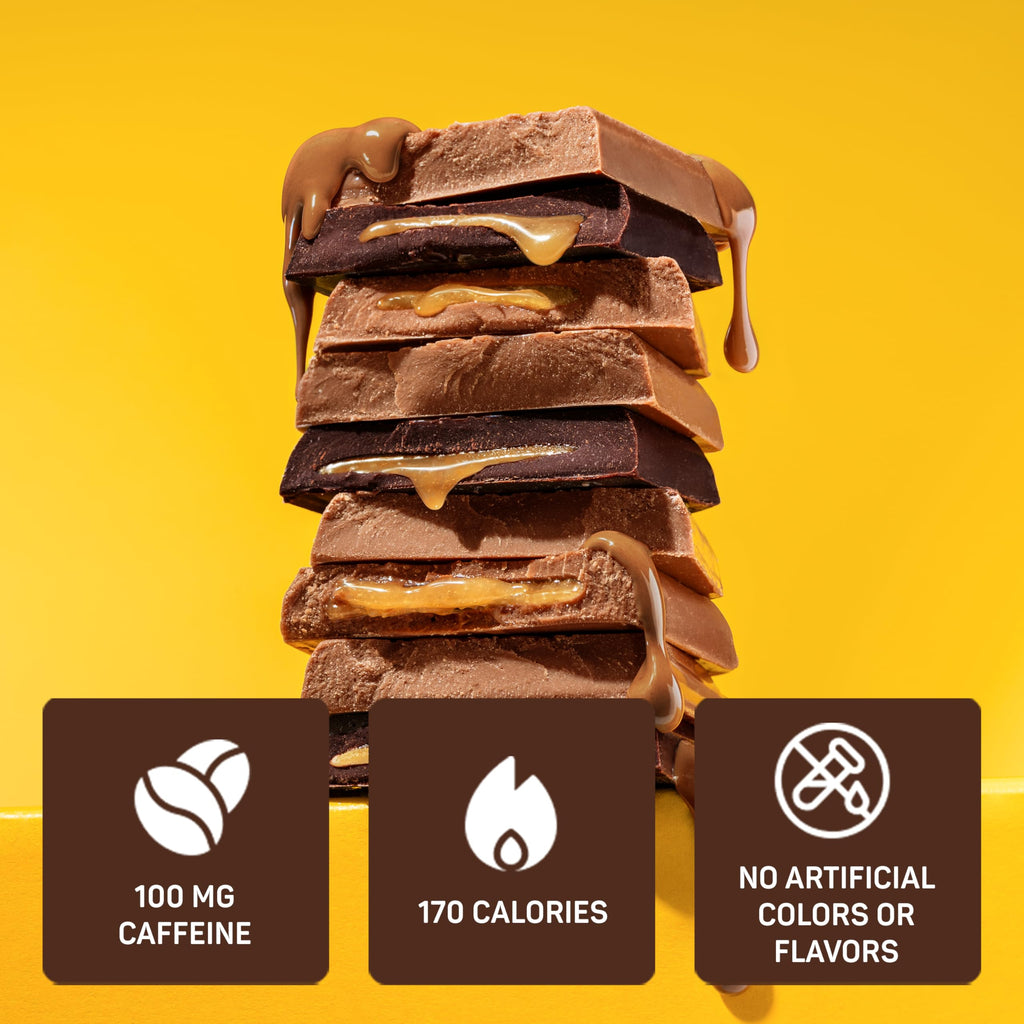 Awake Chocolate Caffeinated Chocolate Caramel Bar, Case of 20, 1.2 Ounce Bars