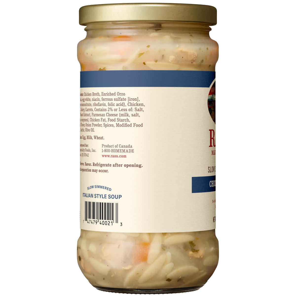 Rao's Chicken Orzo Soup, Case of 6, 15.7 Ounces Each