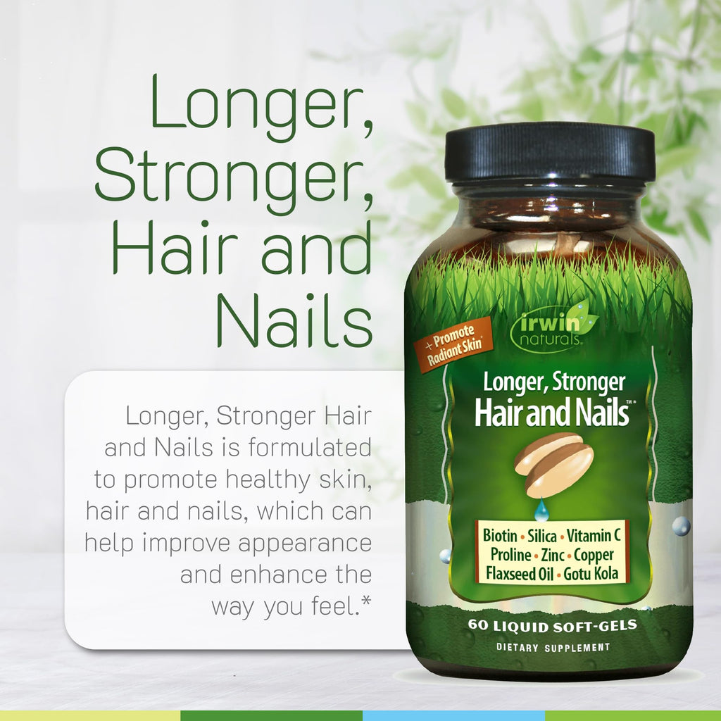 Irwin Naturals Longer, Stronger Hair And Nails, 60 Softgels