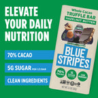 Blue Stripes Whole Cacao Hazelnut Butter Dark Chocolate Truffle Bar, Case of 24, 2.1 Ounce Bars