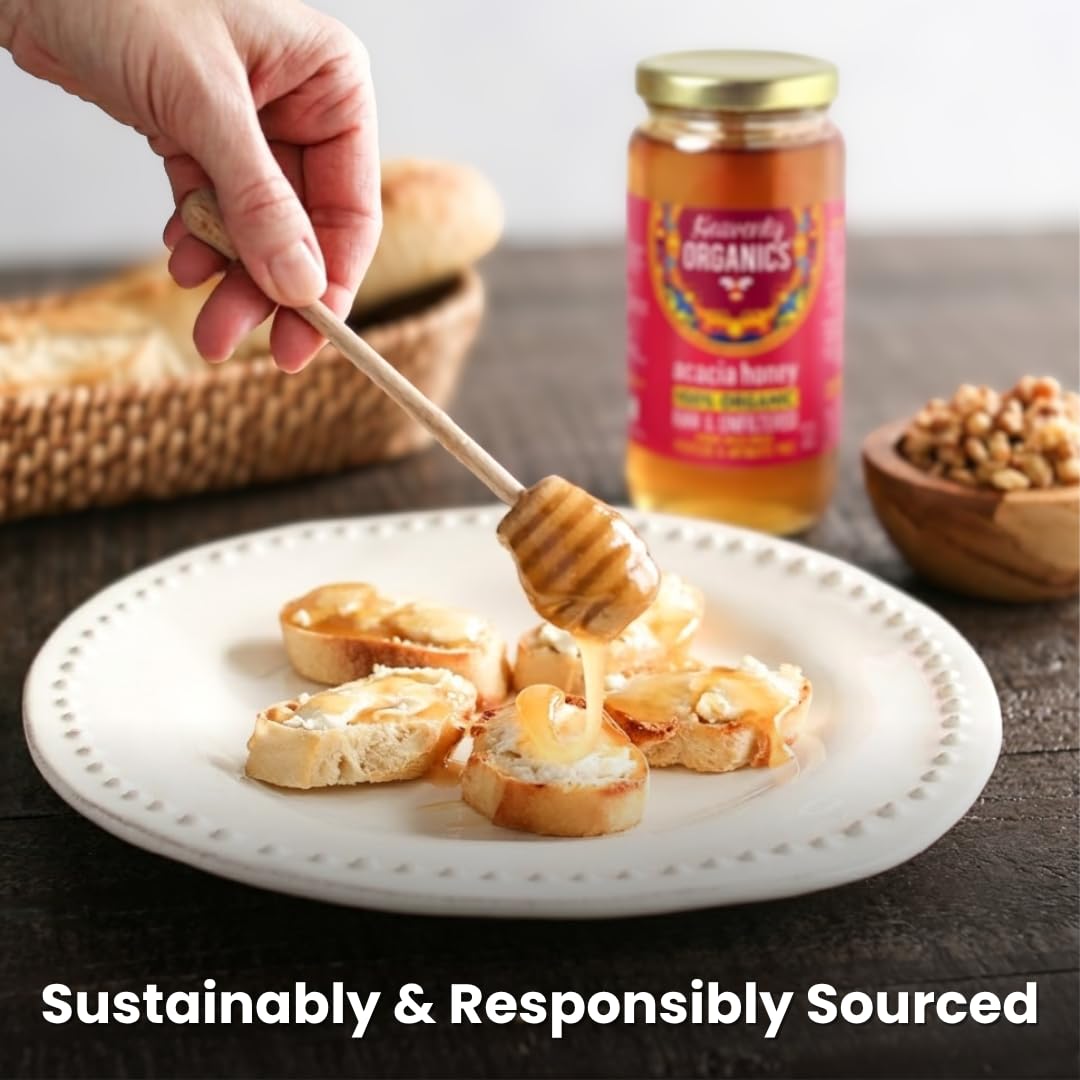Heavenly Organics Organic Acacia Raw Honey, Case of 6, 22 Ounces
