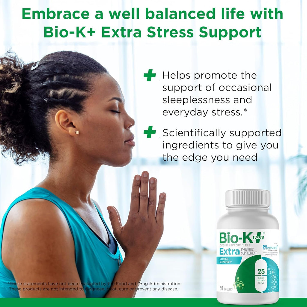 Bio-K+ Extra Stress Support Probiotic Capsules, 60 Count
