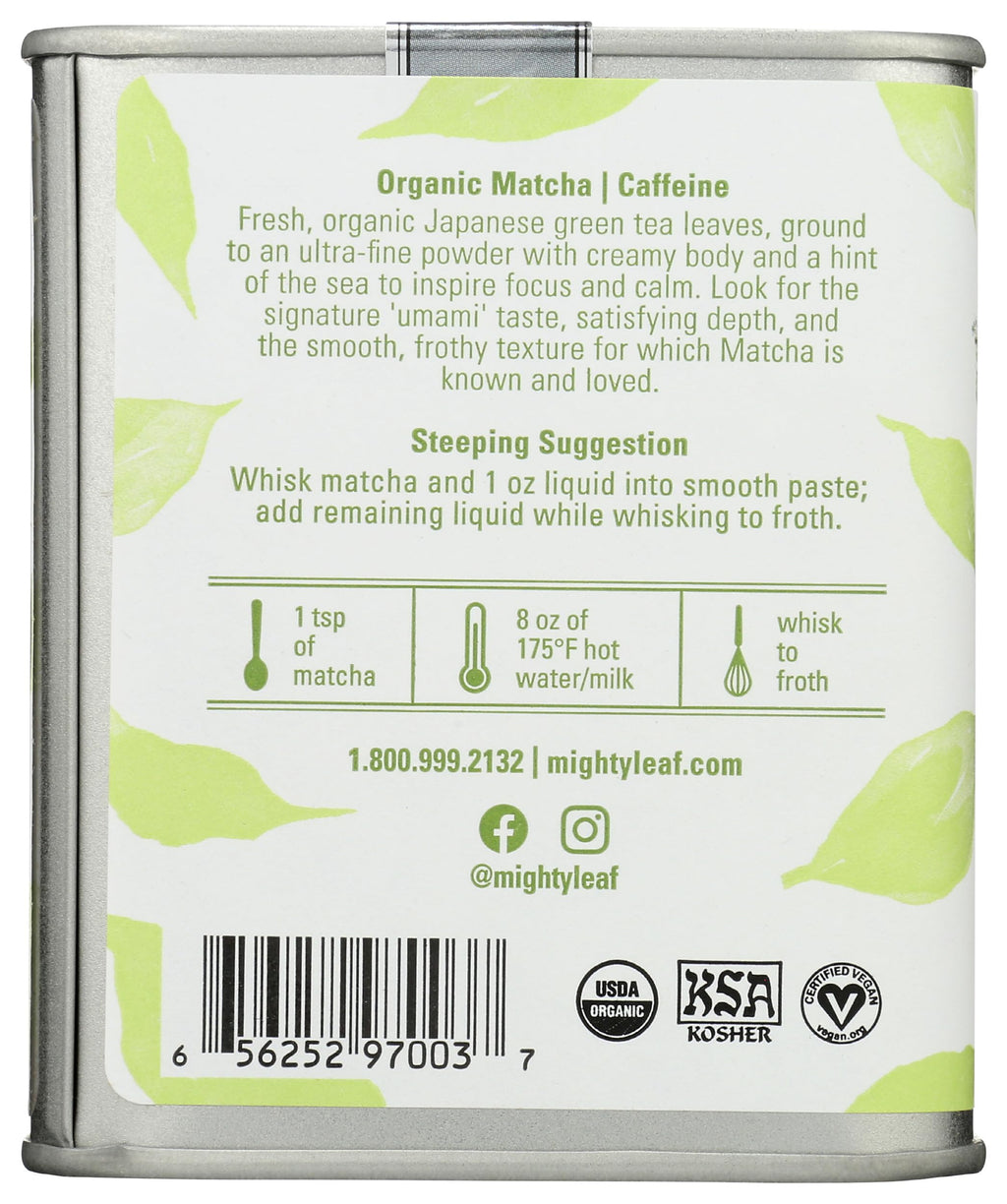 Mighty Leaf Tea Organic Matcha Green Tea Powder, Case of 6, 1.5 Ounces