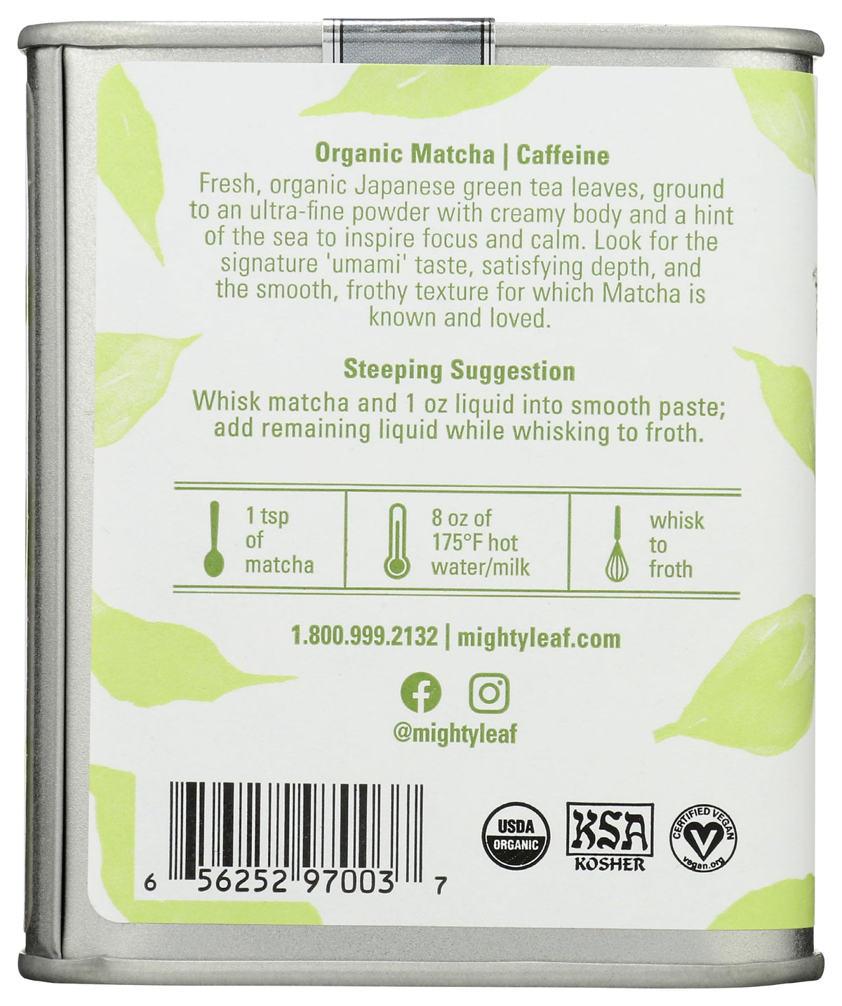 Mighty Leaf Tea Organic Matcha Green Tea Powder, Case of 6, 1.5 Ounces
