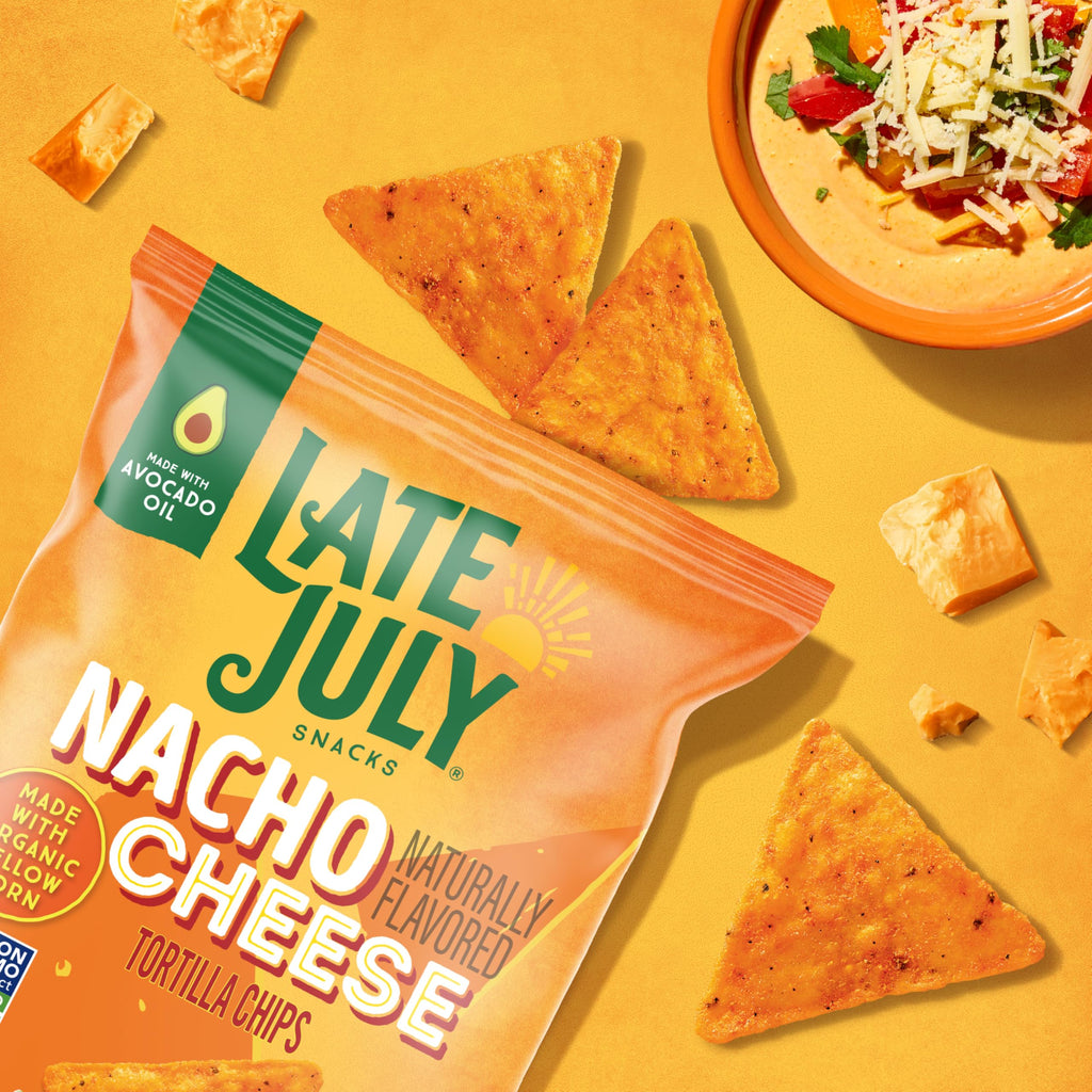 Late July Organic Nacho Cheese Tortilla Chips, 6 Ounce, Case of 12