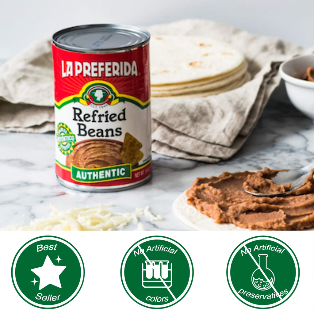 La Preferida Authentic Refried Beans, 16 Oz Cans, Case of 12