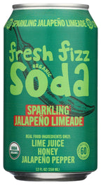 Freshfizz Organic Jalapeno Limeade Sparkling Soda, Case of 12, 12 fl oz Cans