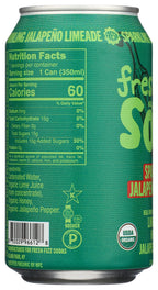 Freshfizz Organic Jalapeno Limeade Sparkling Soda, Case of 12, 12 fl oz Cans