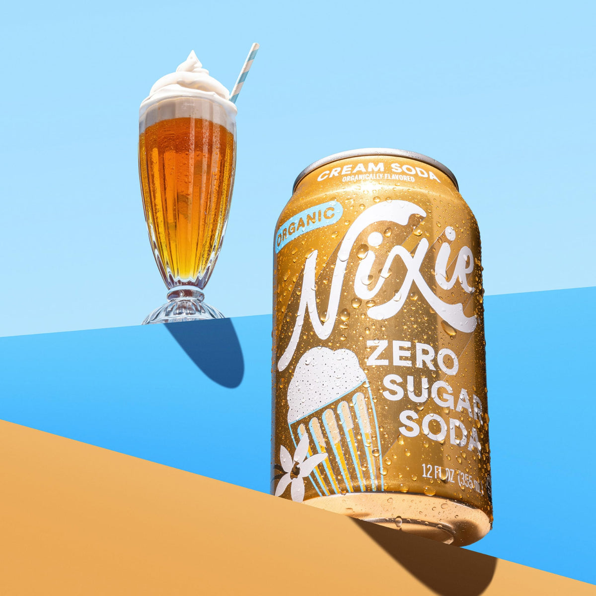 Nixie Organic Zero Sugar Cream Soda, Case of 12, 12 fl oz Cans