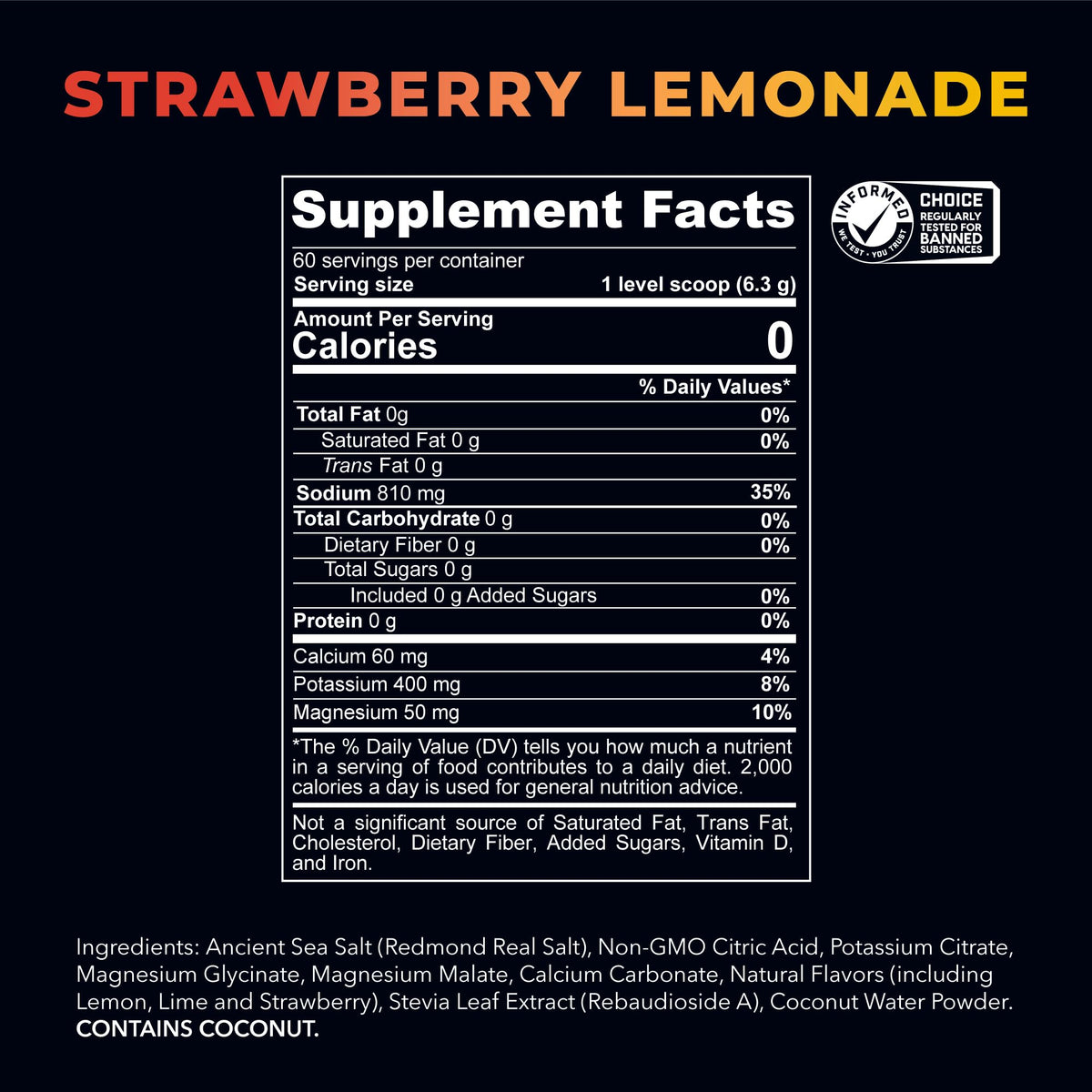 Redmond Re-Lyte Strawberry Lemonade Electrolyte Powder Mix, Case of 6, 13.4 oz