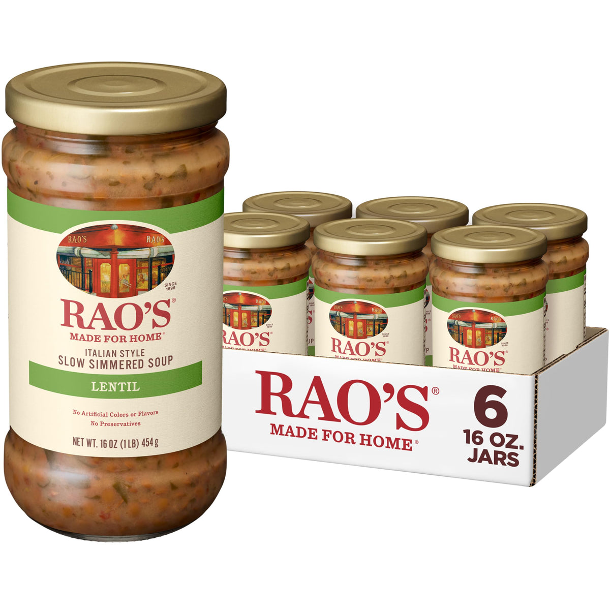 Rao's Italian Lentil Soup, Case of 6, 16 Fluid Ounce Containers
