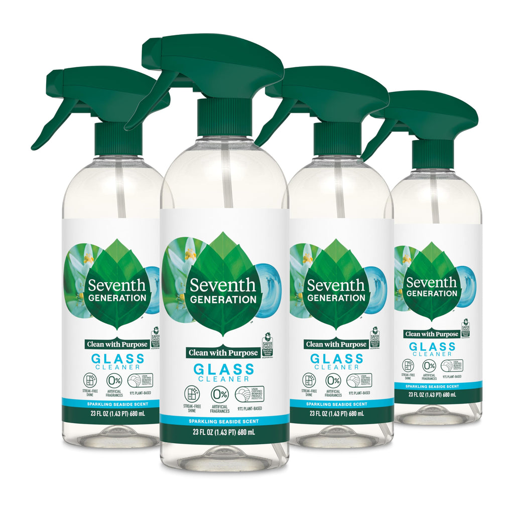 Seventh Generation Sparkling Seaside Glass Cleaner, Case of 4, 23 fl oz Each