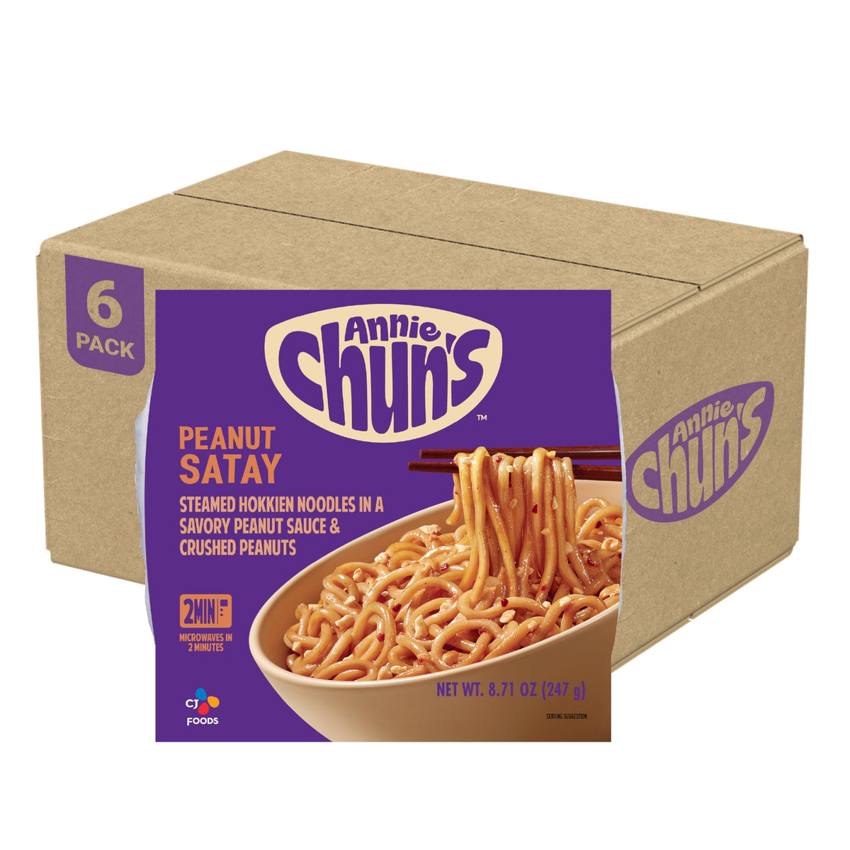 Annie Chun's Peanut Sesame Noodle Bowl, Case of 6, 8.71 oz Each