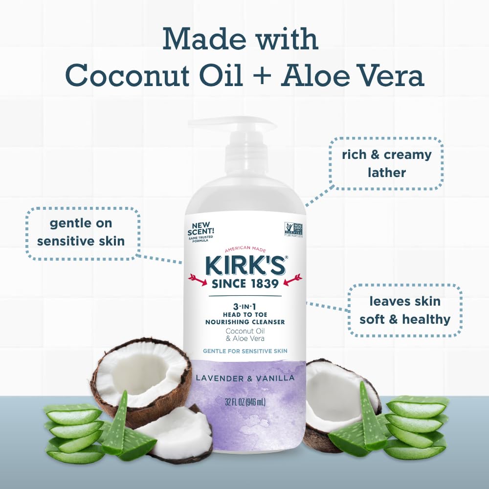 Kirk's 3-in-1 Lavender Vanilla Head To Toe Nourishing Cleanser, 32 fl oz