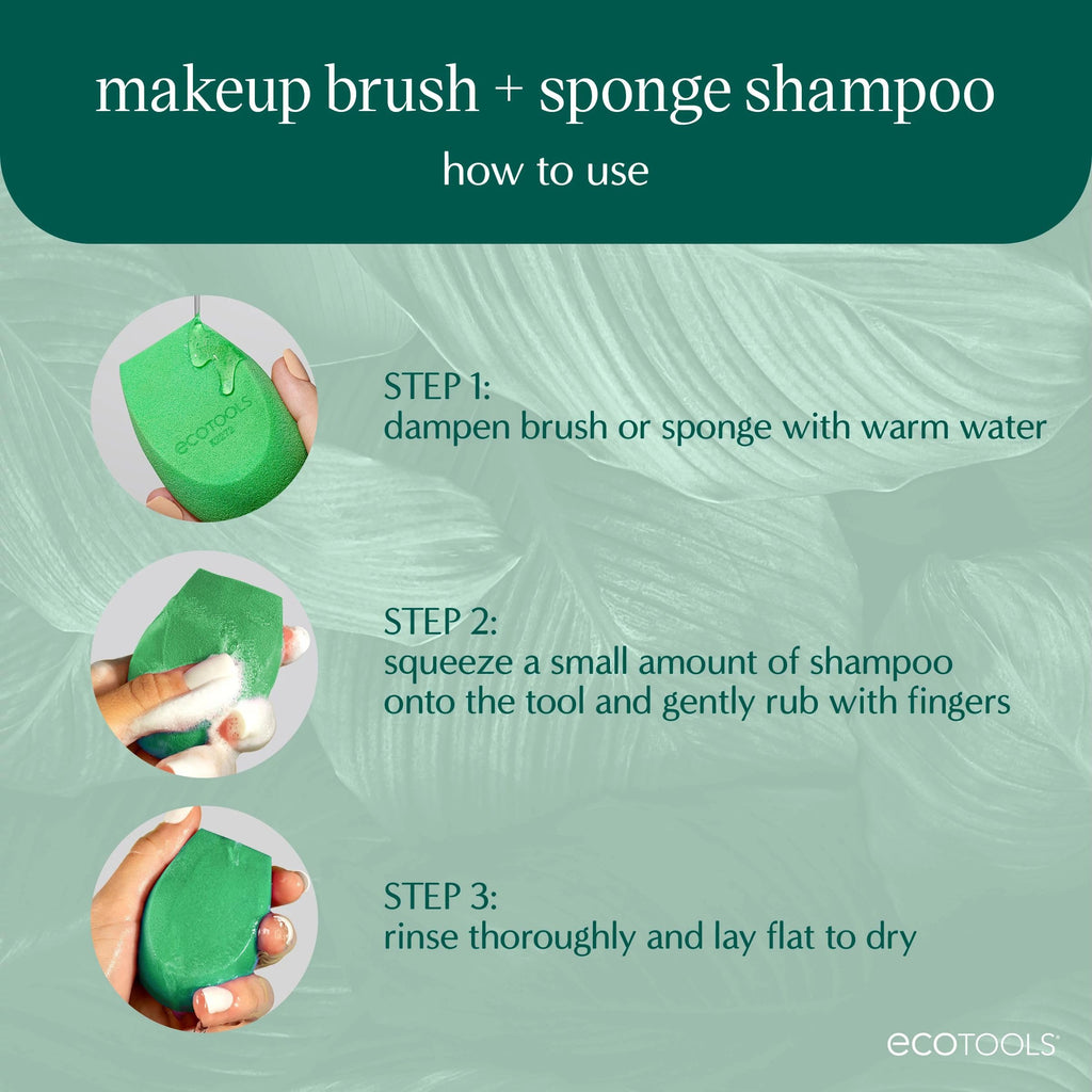 EcoTools Makeup Brush and Sponge Cleansing Shampoo, Case of 2, 6 Fl Oz