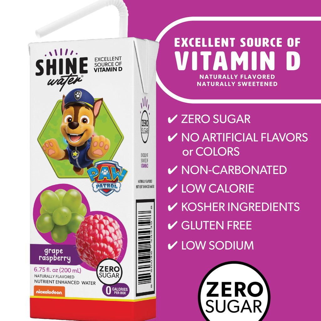ShineWater Grape Raspberry Kids Drink Boxes, Case of 4, 8 Pack, 6.75 fl oz Each