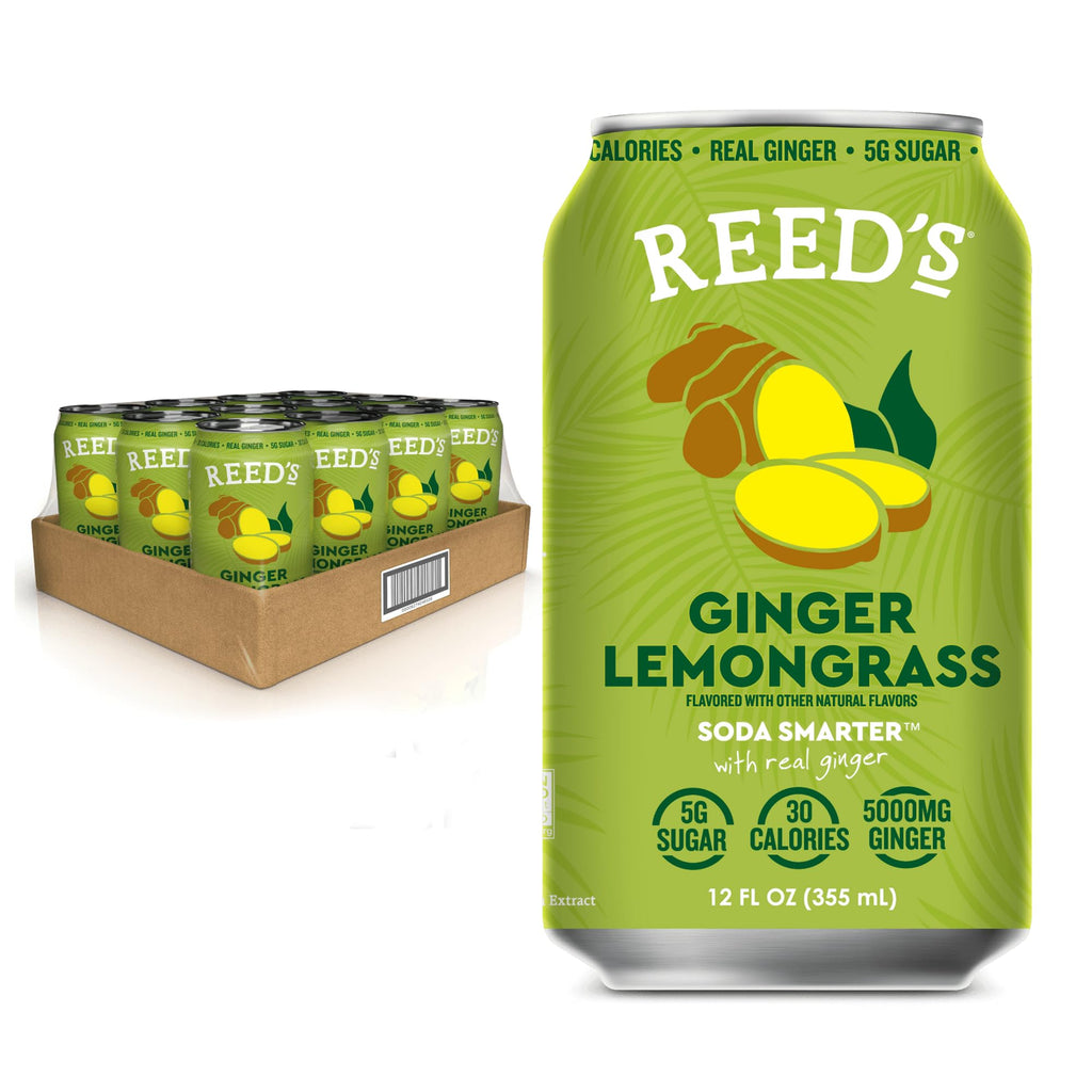 Reed's Functional Ginger Limegrass Soda, Case of 12, 12 fl oz
