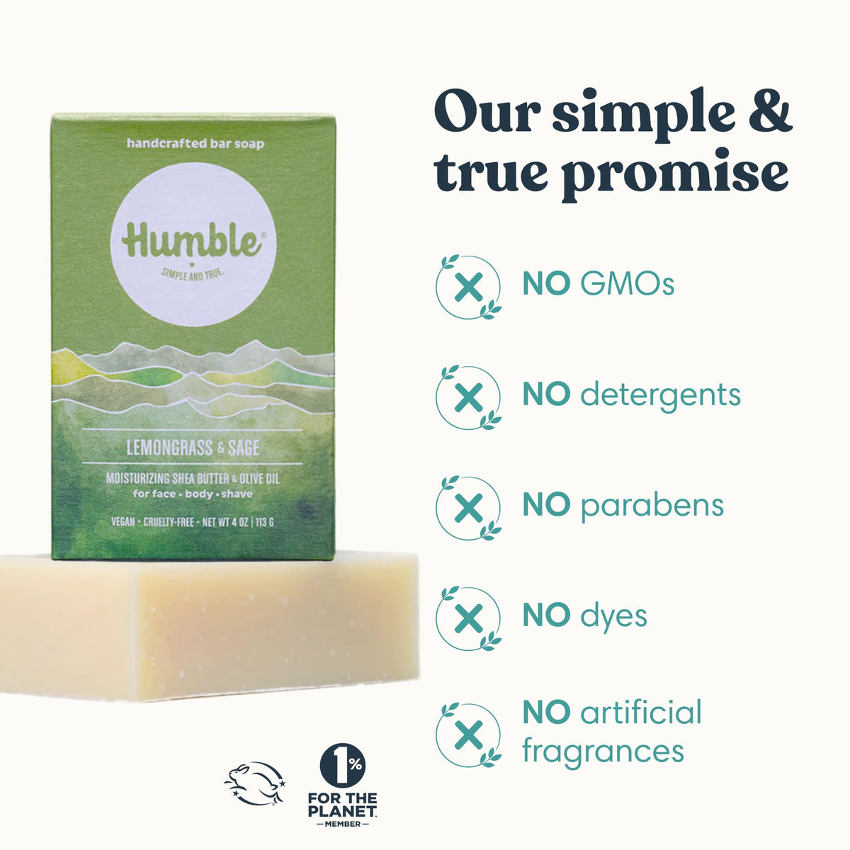 Humble Brands Lemongrass Sage Bar Soap, 4 oz