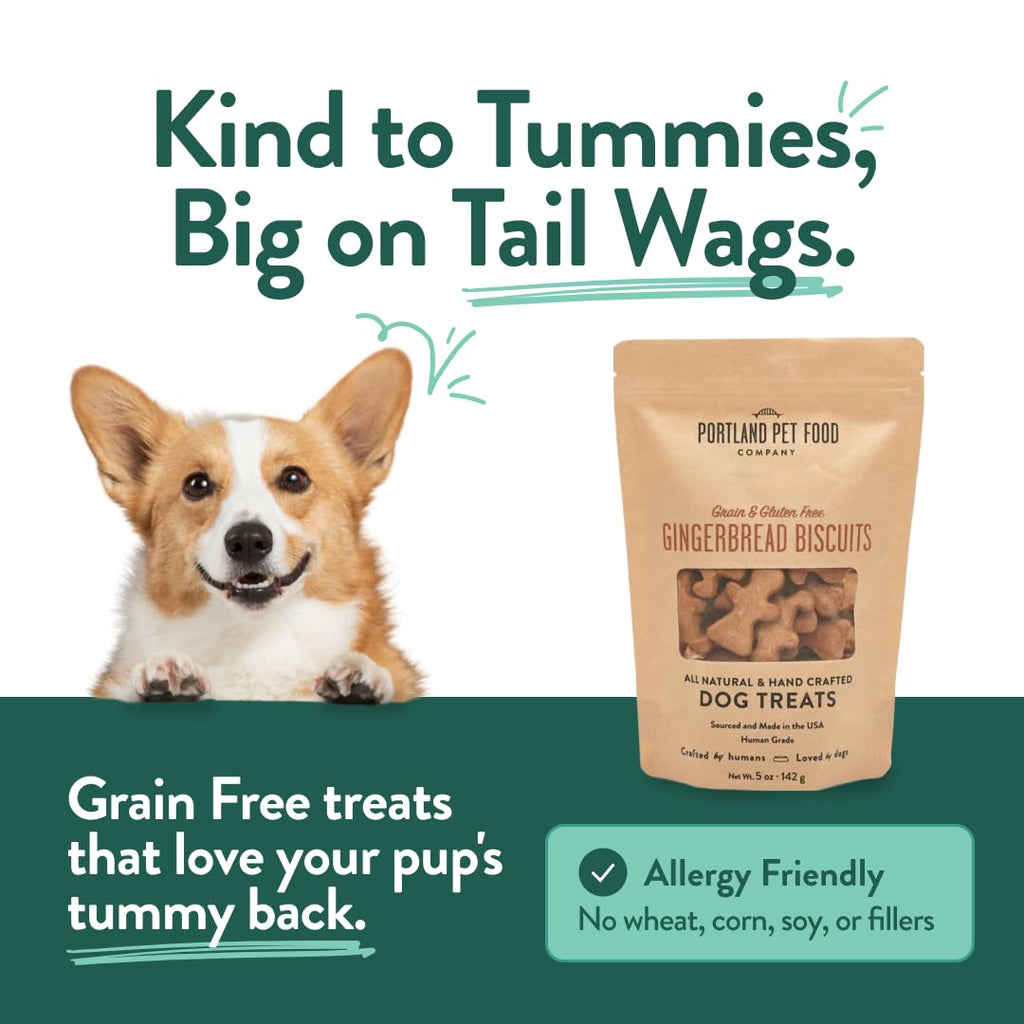 Portland Pet Food Company Gingerbread Biscuit Dog Treats, Case of 6, 5 oz