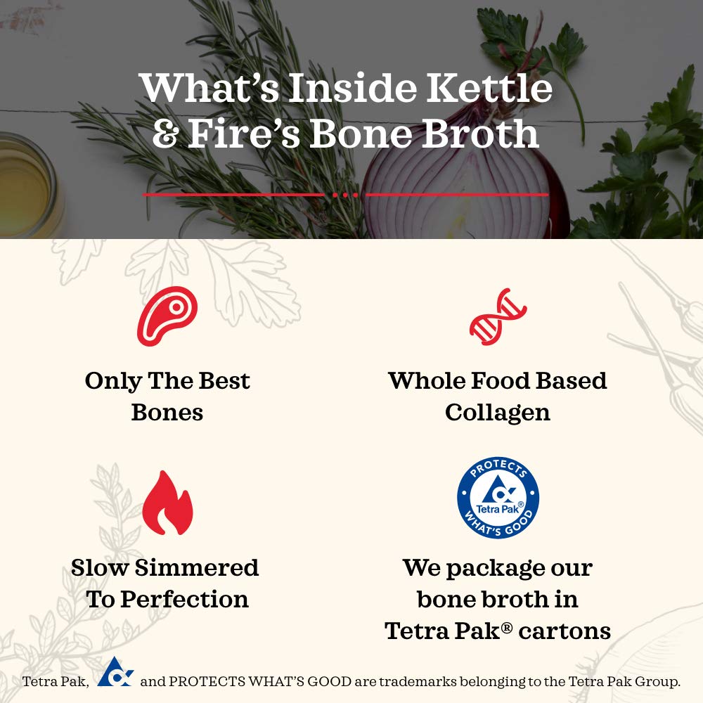 Kettle & Fire Organic Classic Chicken Bone Broth, Case of 8, 32 Ounce Cartons