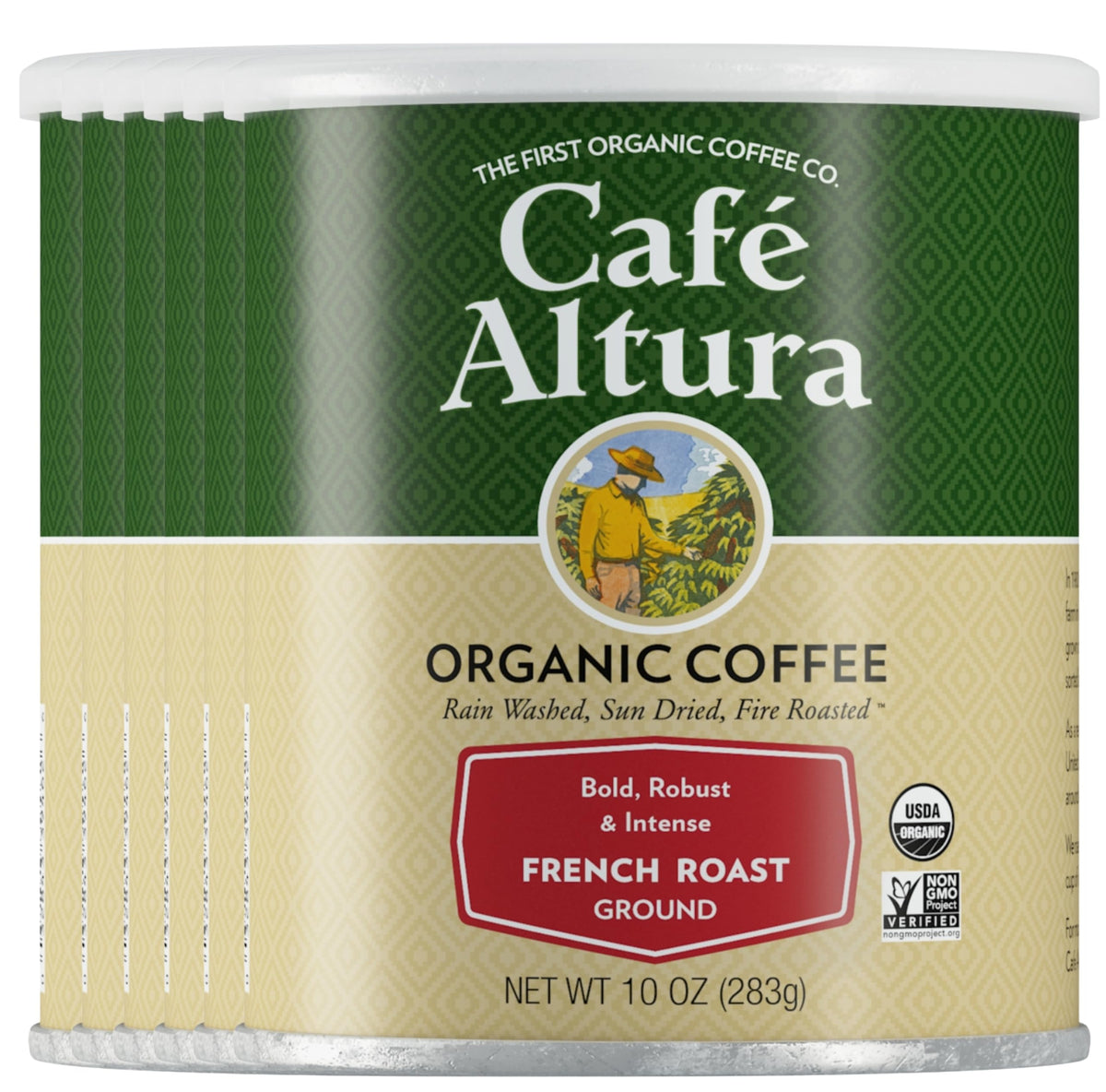 Cafe Altura Organic French Roast Ground Coffee, Case of 6, 10 Oz Cans