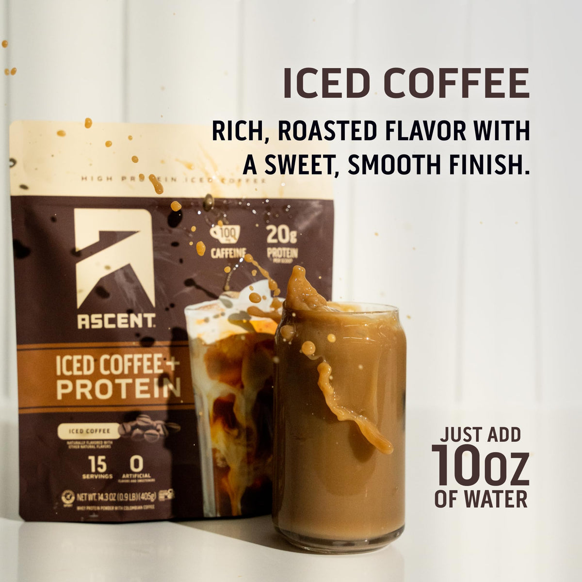 Ascent Native Fuel Iced Coffee High Protein Powder, 14.3 oz