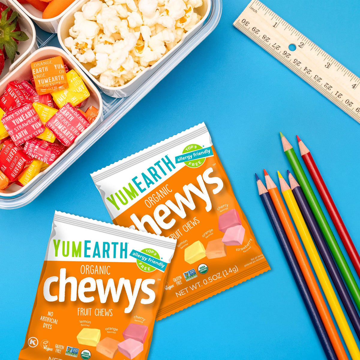YumEarth Organic Chewys Fruit Flavored Candy Chews, Case of 6, 7.5 Ounce Bags