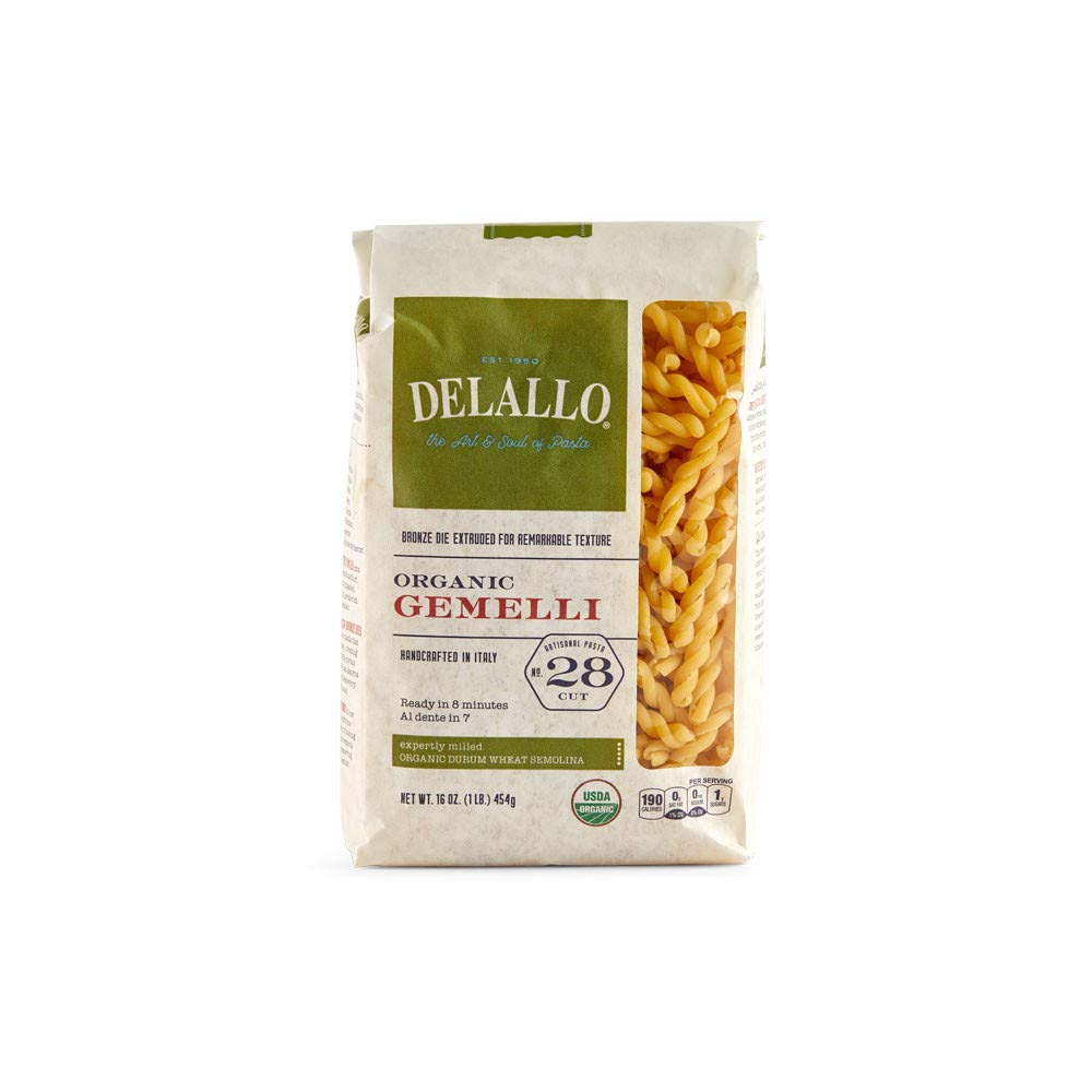 DeLallo Organic Gemelli Pasta No. 28, Case of 8, 16 oz Each