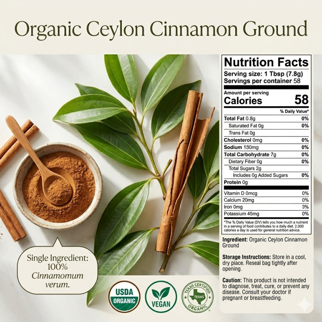 Organic Ceylon Cinnamon Powder – True Cinnamon, Sri Lanka