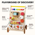Tiny Land® Premium Natural Wooden Activity Walker