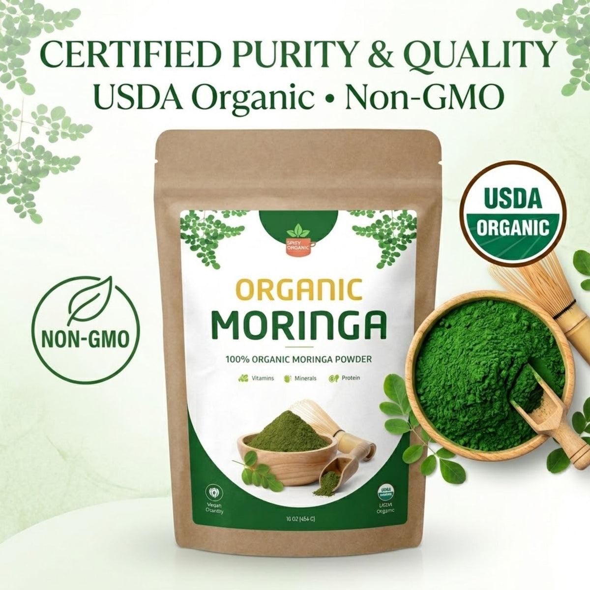 Organic Moringa Powder – For Smoothies & Golden Milk