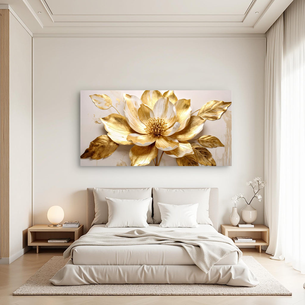 Golden Dandelion Minimalist Abstract Wall Art VIII
