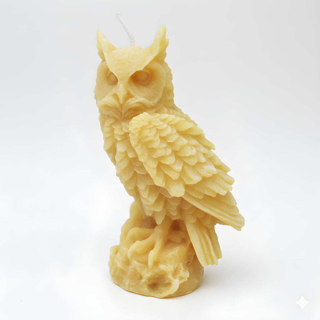Large Owl Beeswax Candle