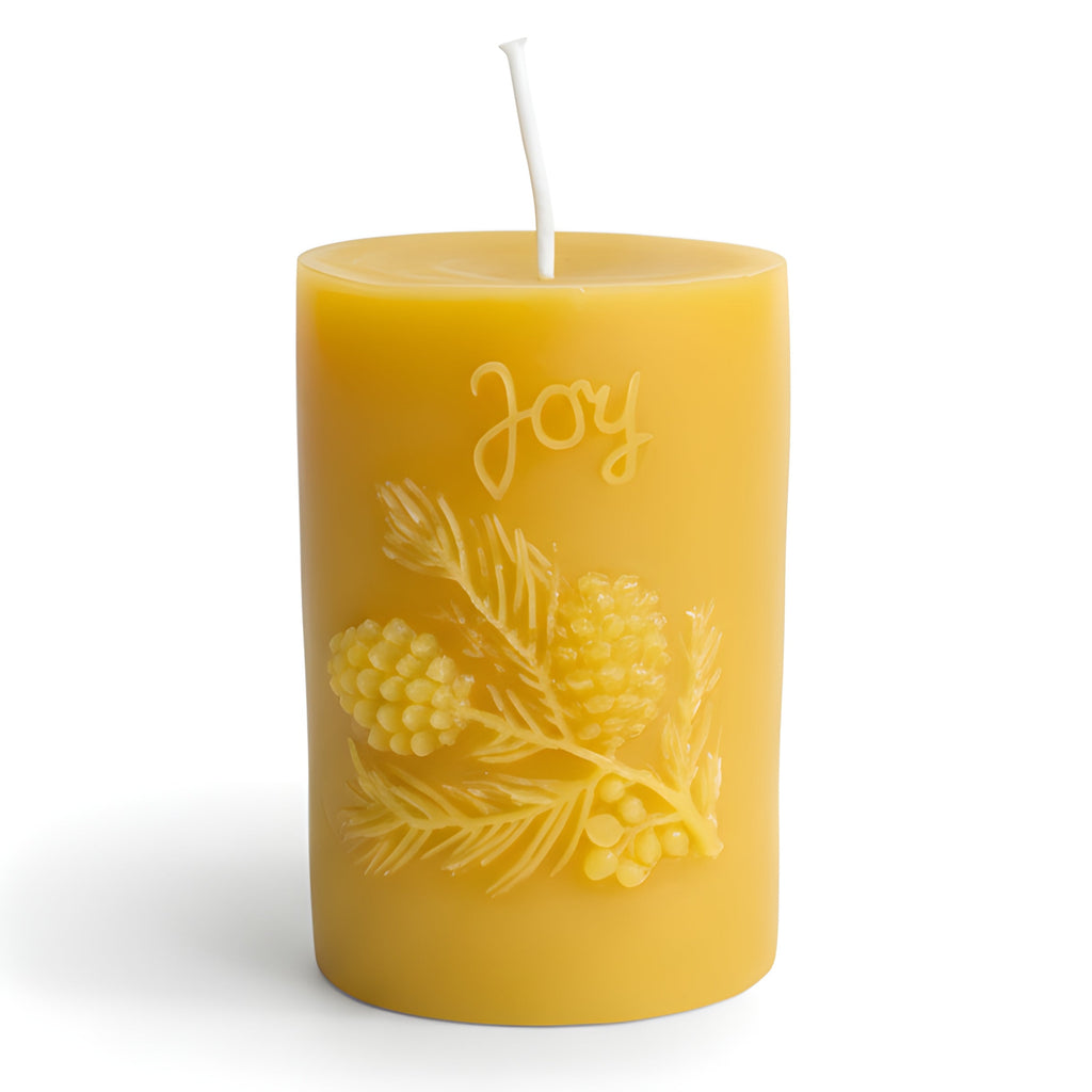 Joy Pinecone Beeswax Pillar Candle