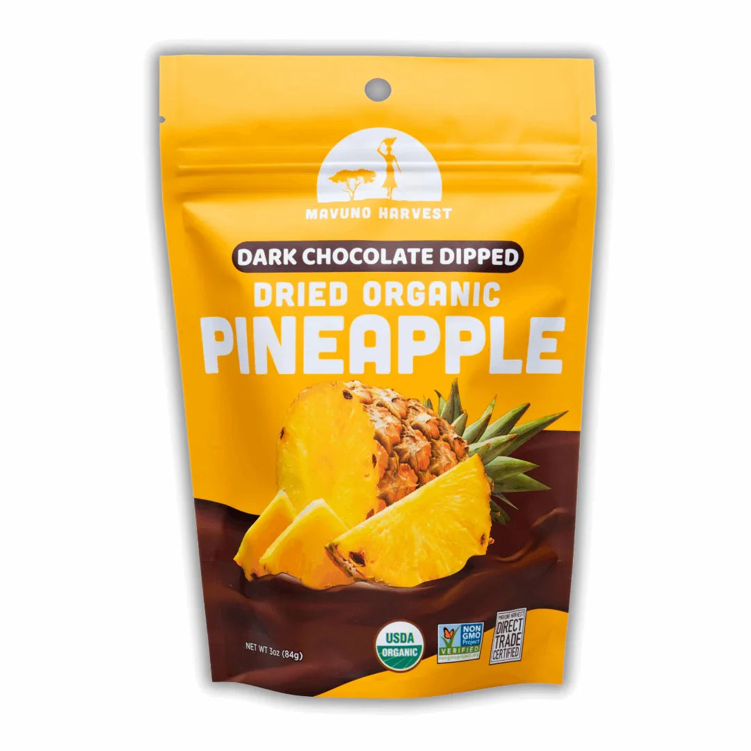 Mavuno Harvest Organic Dark Chocolate Dried Pineapple, 3 oz (Case of 6)