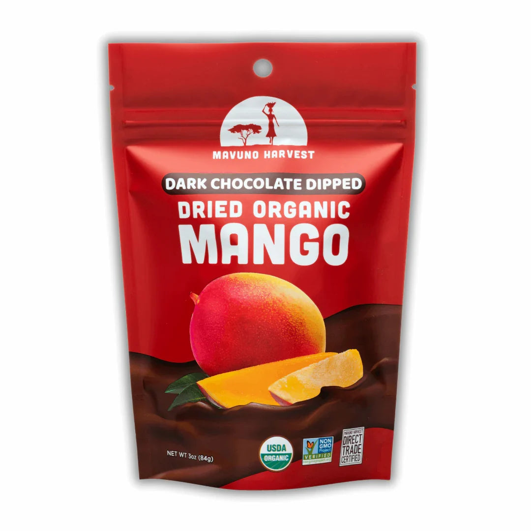 Mavuno Harvest Organic Dark Chocolate Dried Mango, 3 oz (Case of 6)