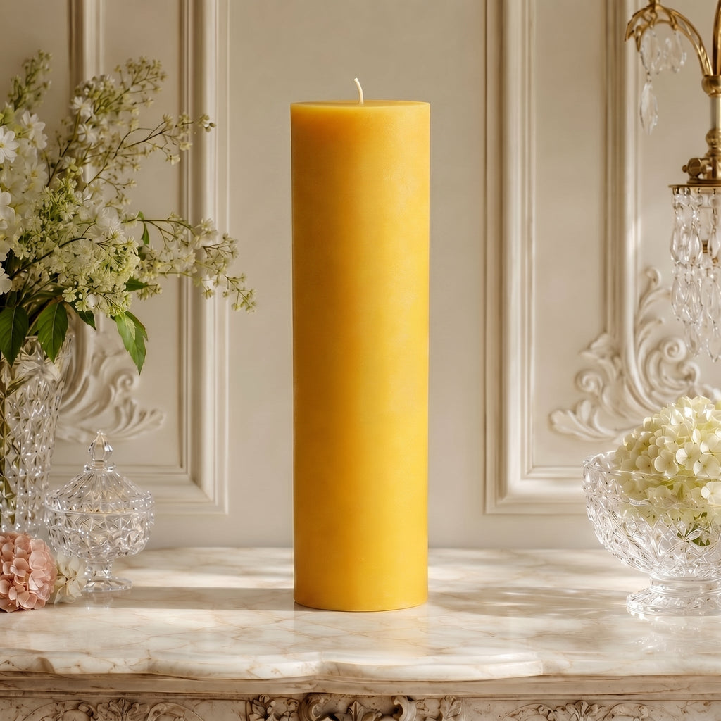 3x14 Inch Yellow Beeswax Pillar Candle