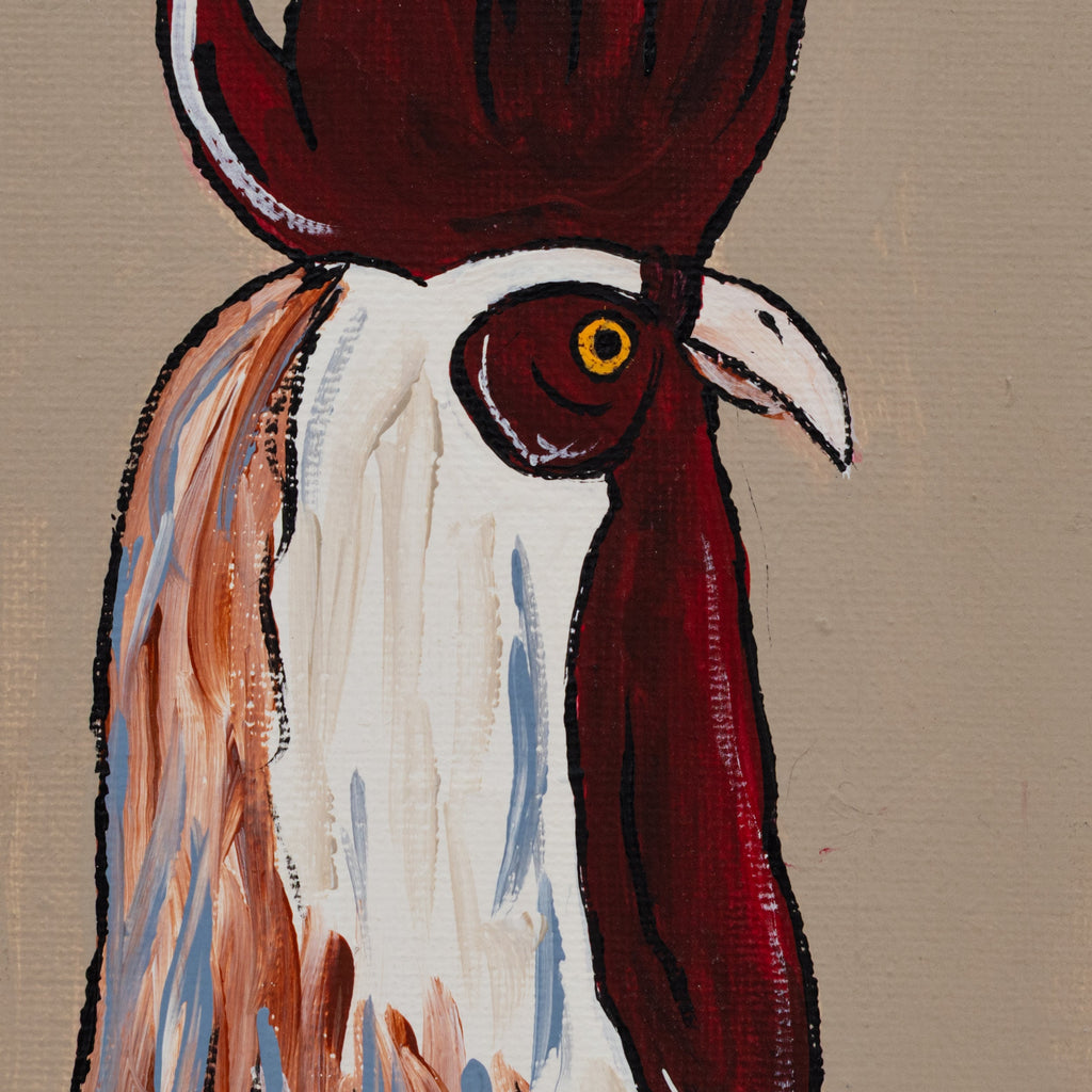 Joseph the Rooster Easel Canvas Painting | 4" x 6" | The Painted Attic
