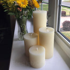 4 Inch Wide White Beeswax Pillar Candles