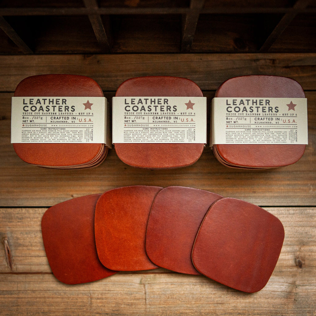 Premium Leather Coasters Set of 4