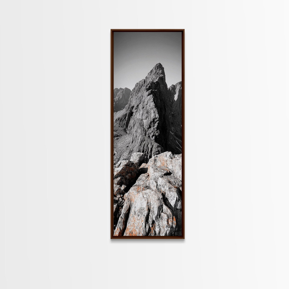 Rugged Mountain, Rocky Cliff, Adventure Landscape, Highland Scene, Nature Travel Art, Framed Canvas Print, Rustic Cabin Wall Decor