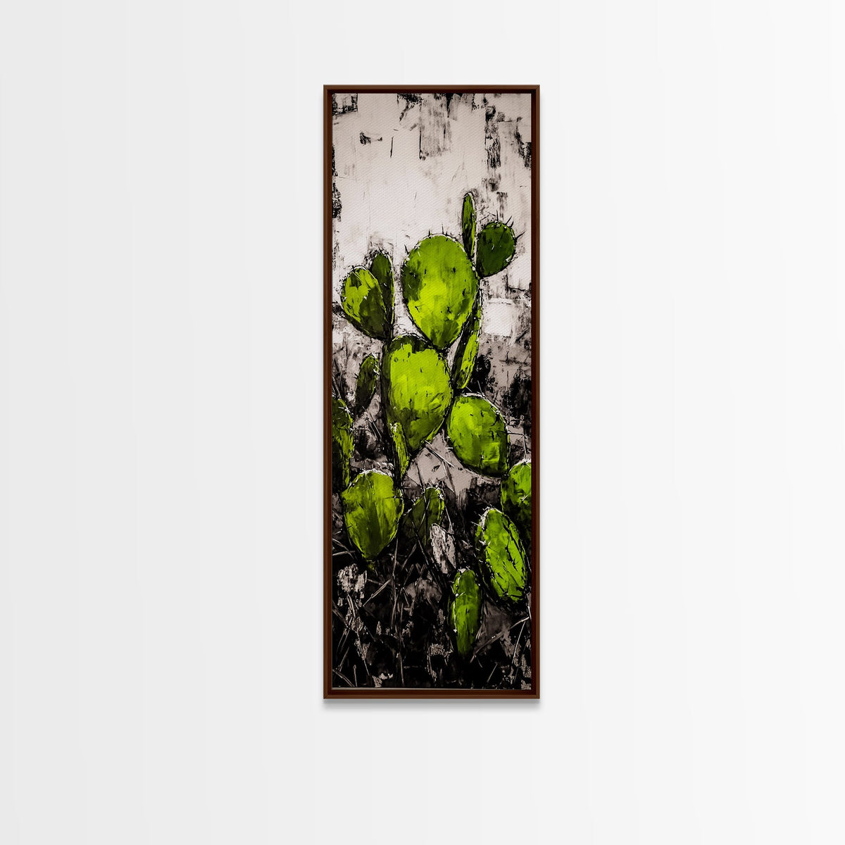 Distressed Canvas Print Cactus art southwest wall art desert landscape painting guest room art warm decor