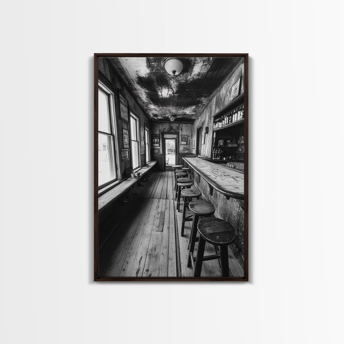 Western Saloon, rustic wall art, cowboy art, vintage western decor, bar art print, moody art, framed canvas print, farmhouse art