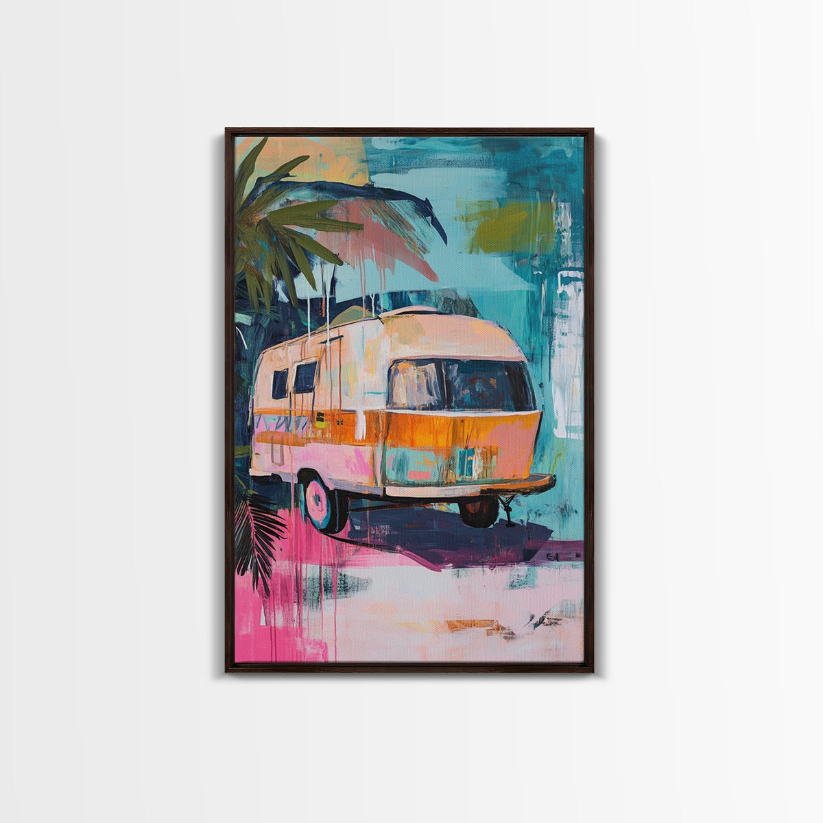 Vintage Camper, Coastal Cowgirl Wall Art, Surf Wall Art, Canvas Print, Boho Art, Teal Wall Art, Rustic Decor, Travel Art, Gift Idea