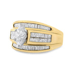 14K Yellow Gold 1 1/2 Cttw Pie, Princess and Baguette-cut Diamond Marquise Shaped Engagement Cocktail Ring Band (H-I Color, I1-I2 Clarity)